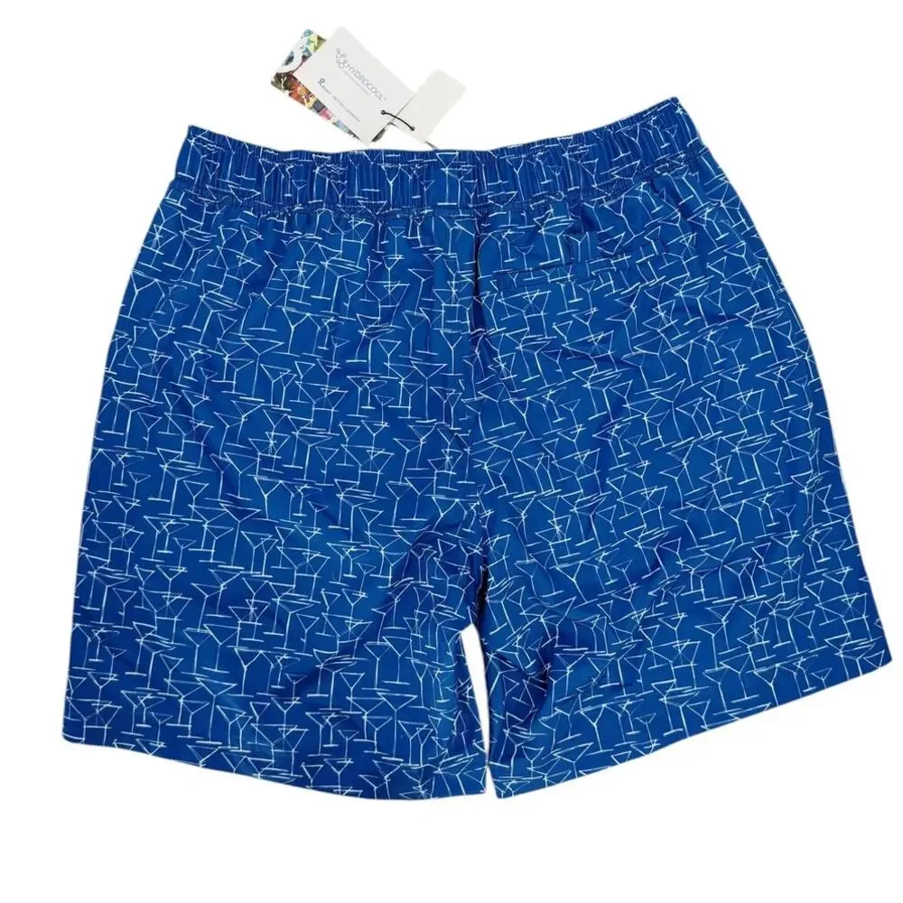 ROBERT GRAHAM Bathing Suit Size S Mens $79 Swim Trunks Blue Martini Glasses